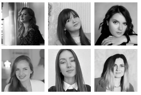 Ученицы школы: Алена Николаева, Виктория Филиппова, Анна Винокурова, Наталья Ризванова, Екатерина Яблонская, Юлия Тюкина