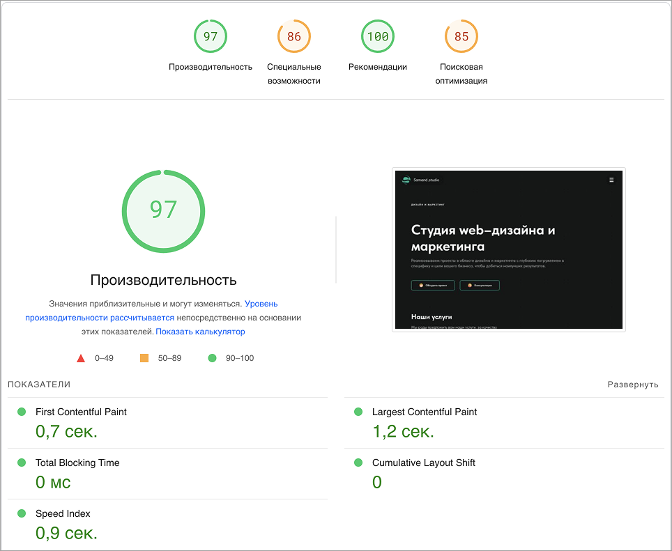 Скорость после оптимизации