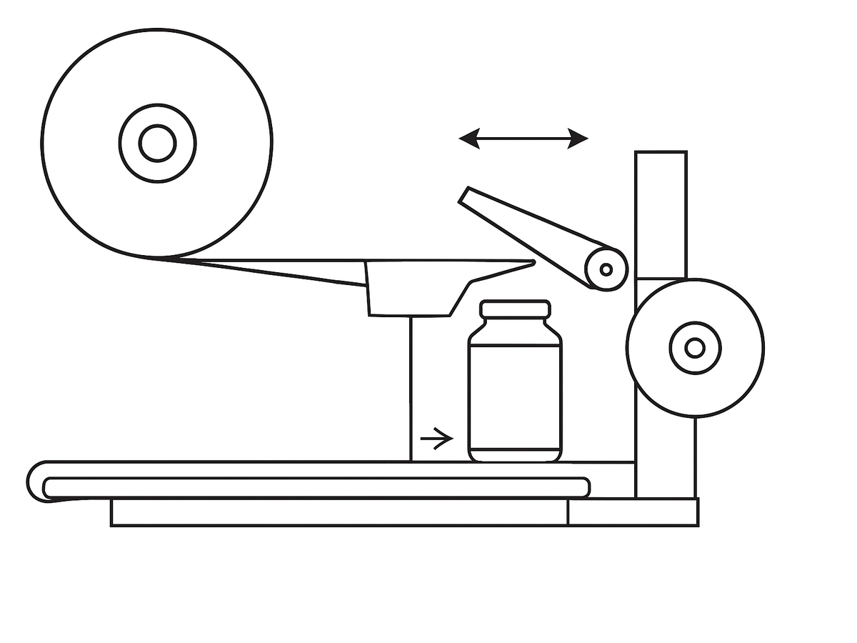 Схематичное представление расстояния между ножом и обкатчиком