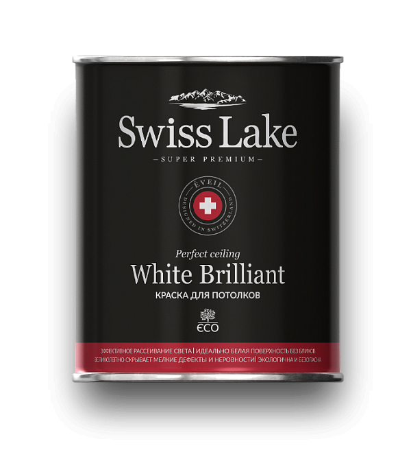 Интерьерная матовая супер-белая краска для потолков Swiss Lake "White ...