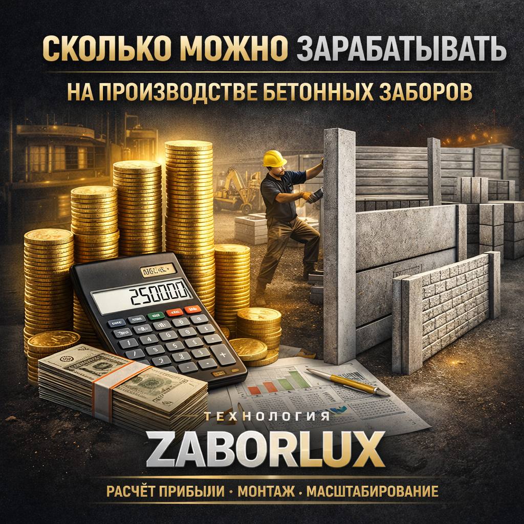 Сколько можно зарабатывать на производстве бетонных заборов ZABOR LUX