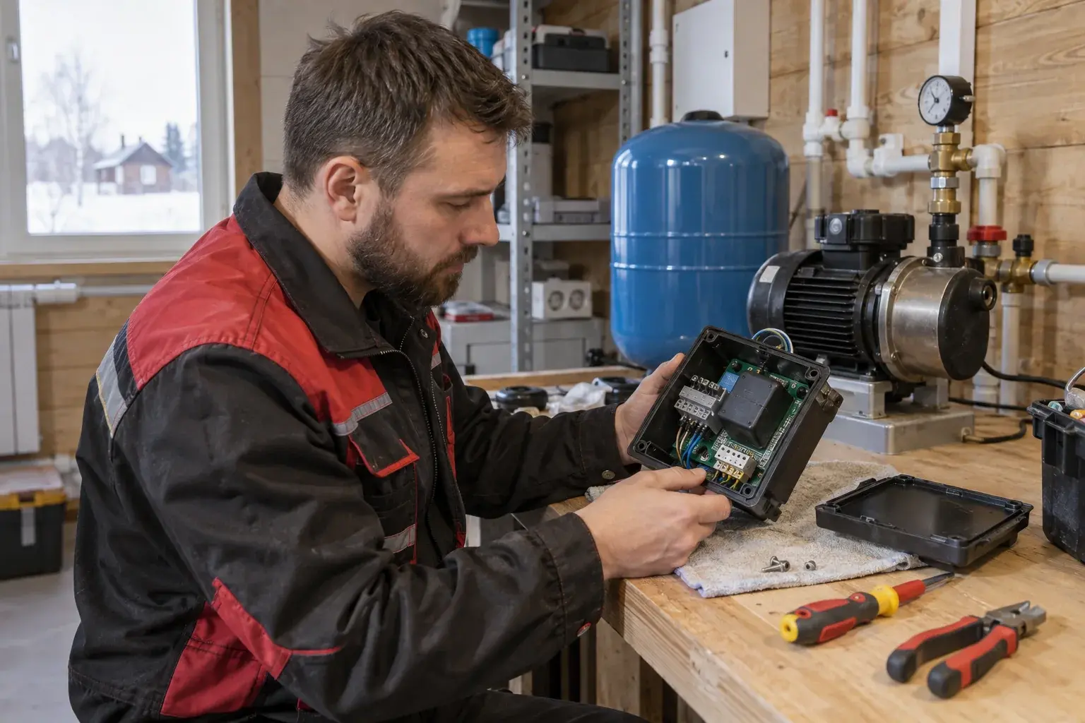 Осмотр отключённого устройства управления насосом