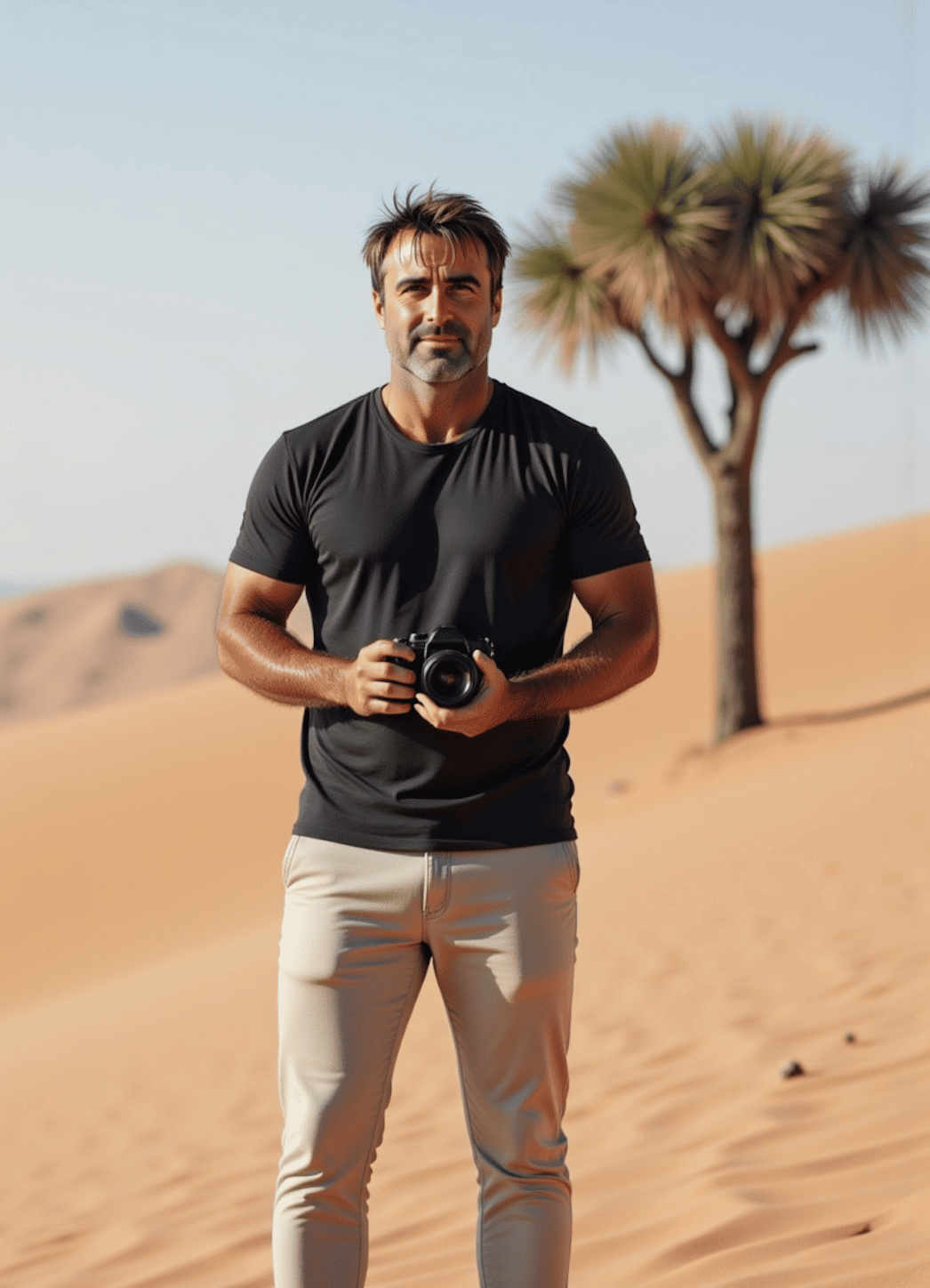 Lev Mazaraki: in the desert near a tree