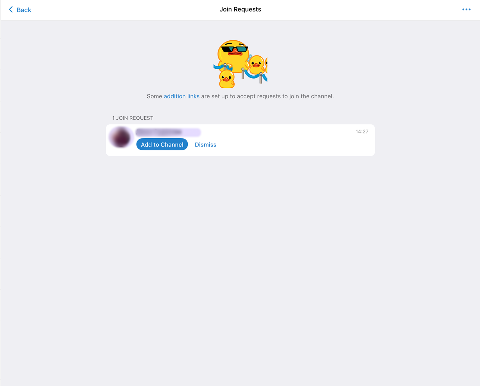 Экран управления заявками на вступление в Телеграм-канал: одобрение и отклонение запросов