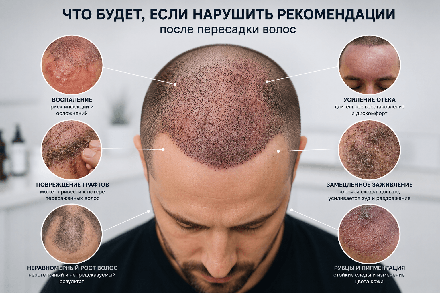 что будет если нарушить рекомендации после пересадки волос