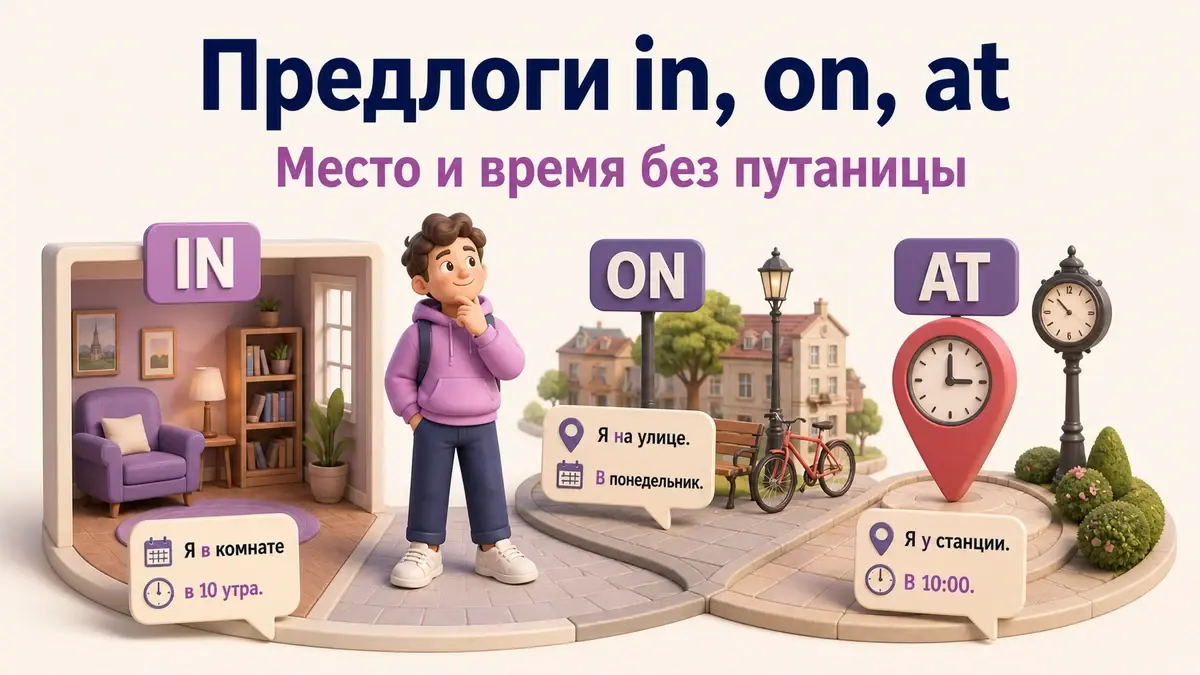 Предлоги in, on и at: место, время и типичные ошибки: учебная статья LaRou