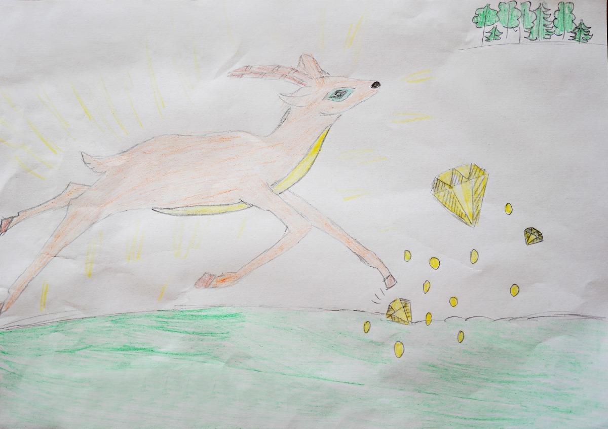 Раскраска с антилопой Золотая антилопа и раджа