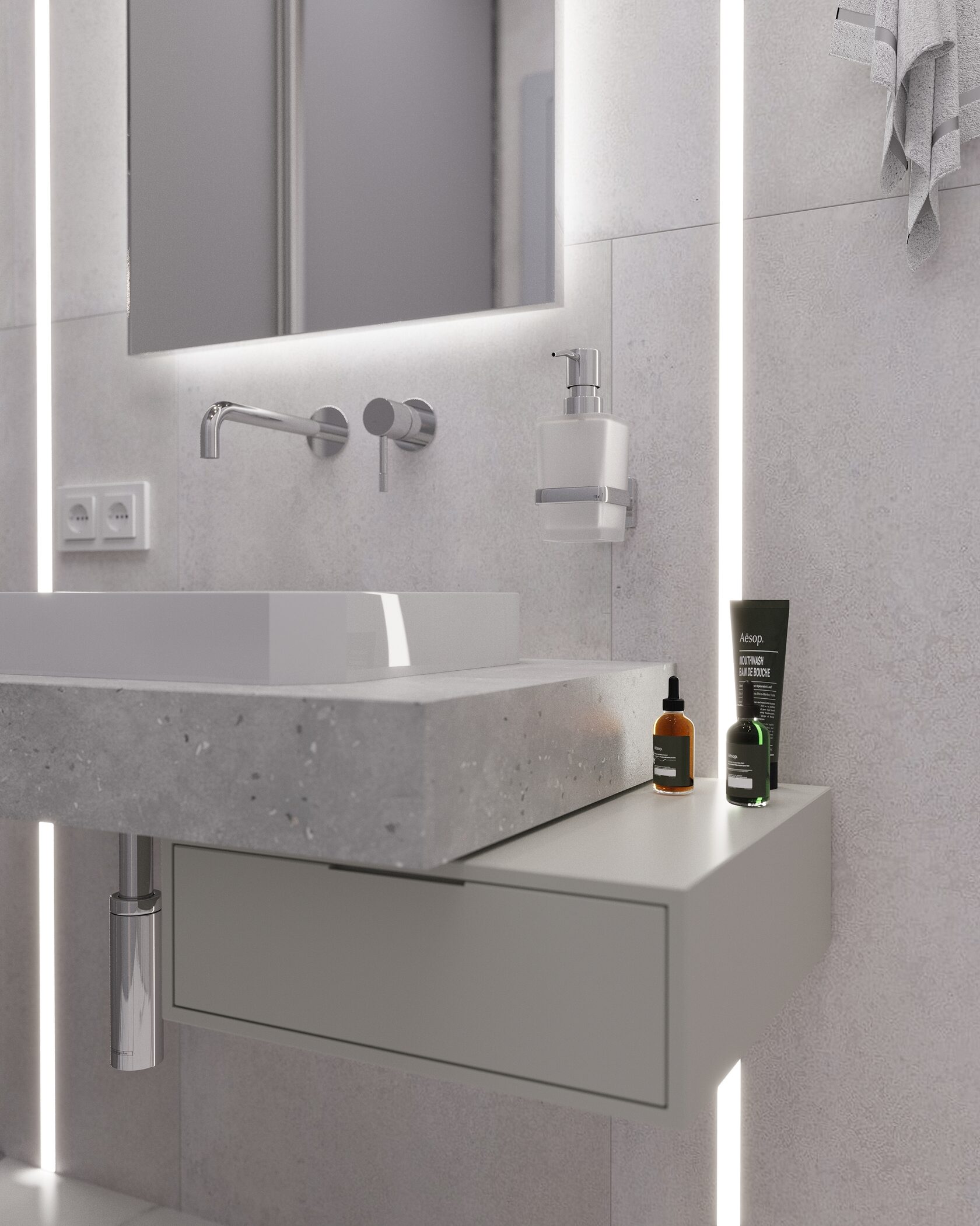 Раковина из керамогранита с тумбой