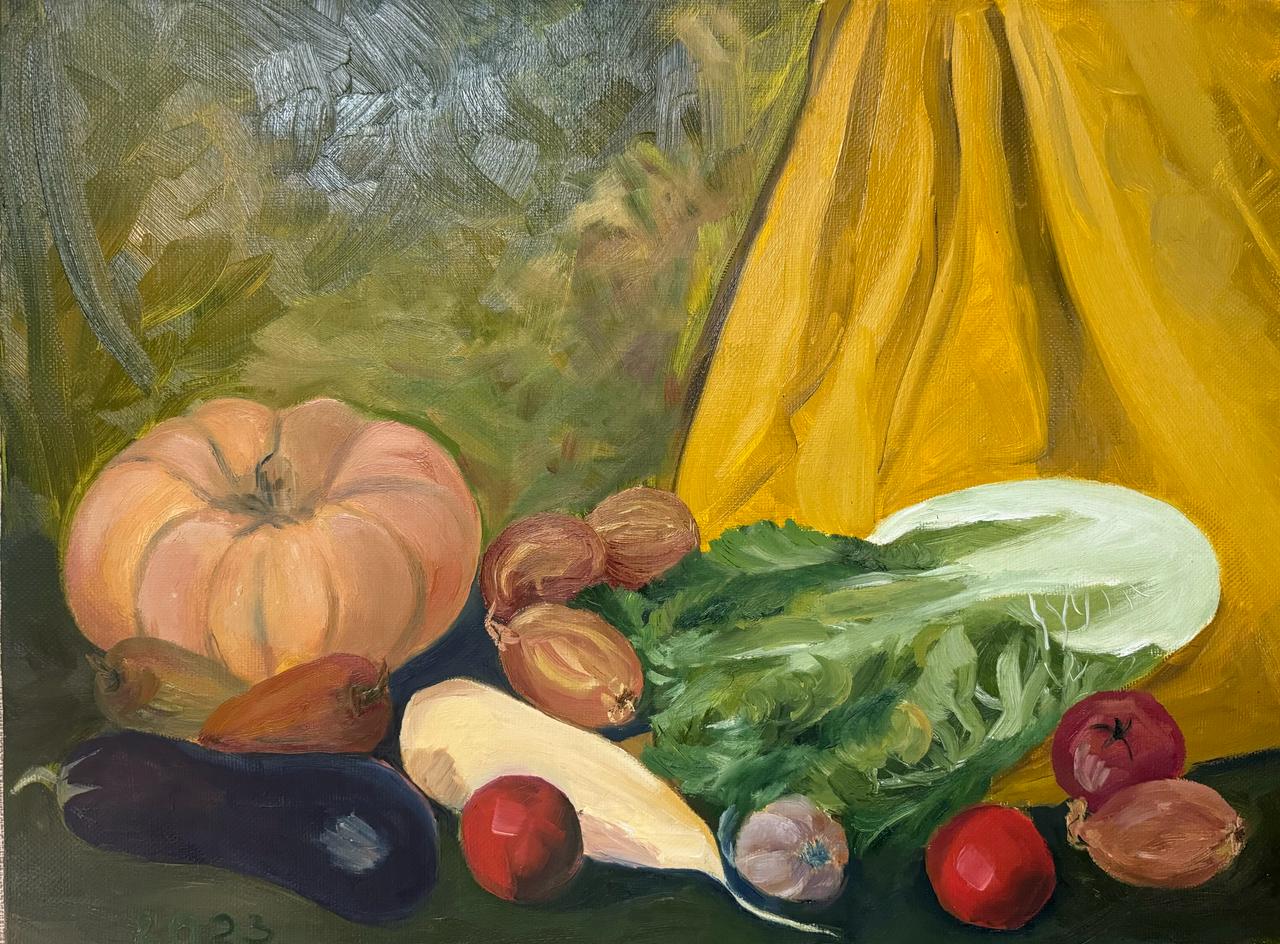 картина живопись маслом на холсте осенний урожай овощи