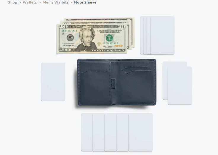 Иллюстрация вместительности кошельков Bellroy