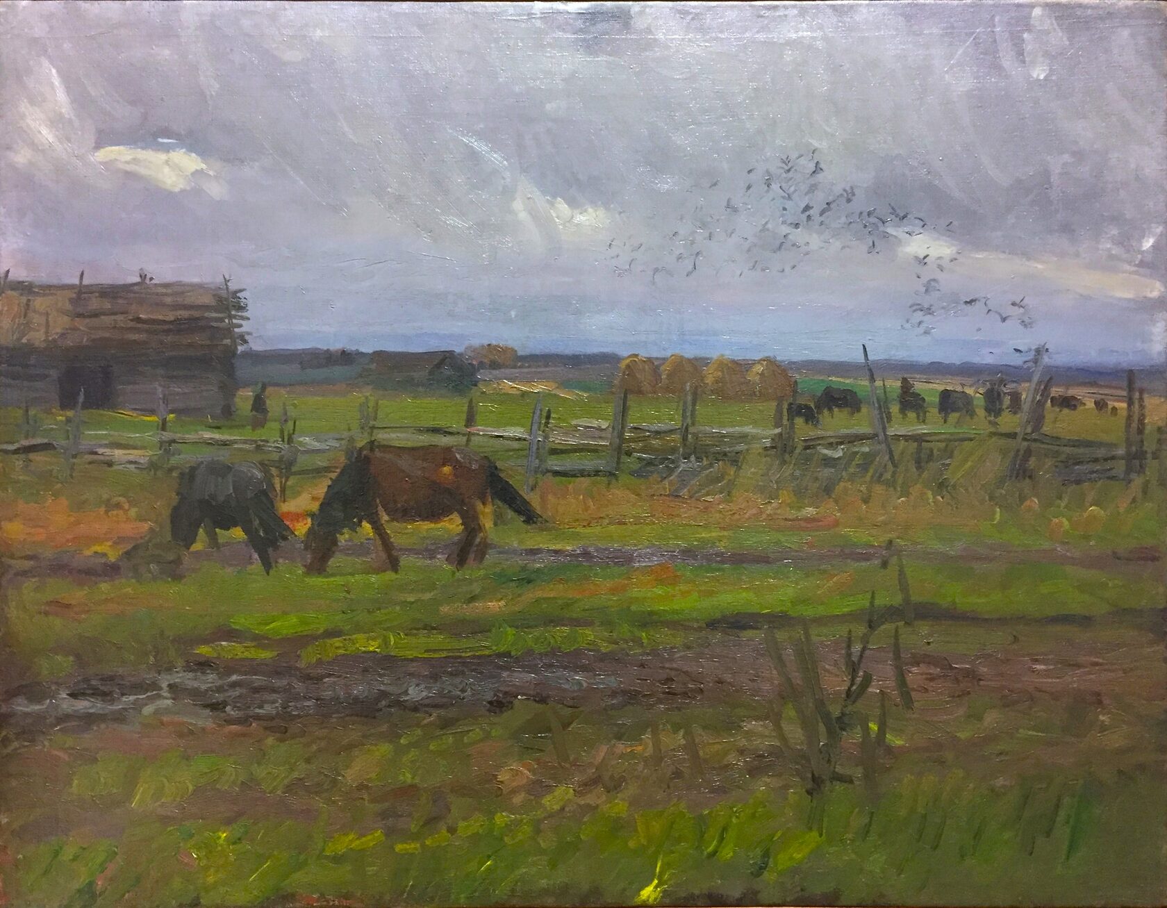 Решетников Ф.П. Пейзаж с лошадьми. 1941