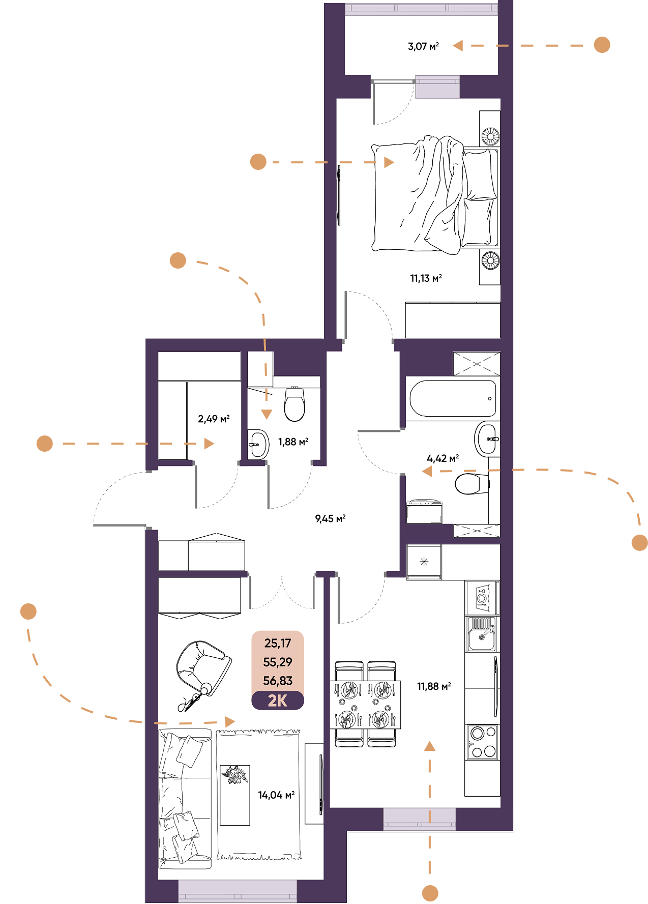 ЖК ПараПарк комфорт-класса, купить 2 комнатную квартиру