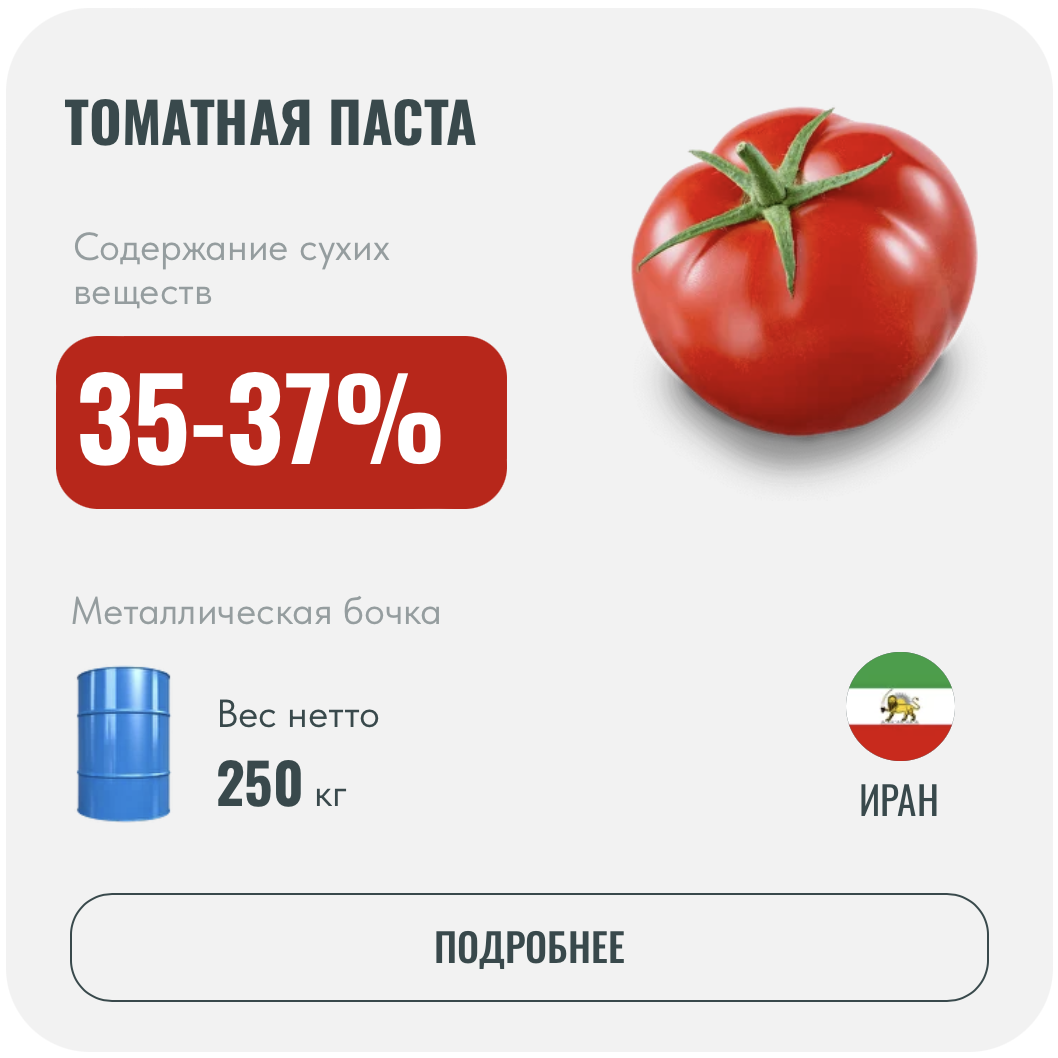 Концентрированная томатная паста 35-37% Иран | КС-СНАБ