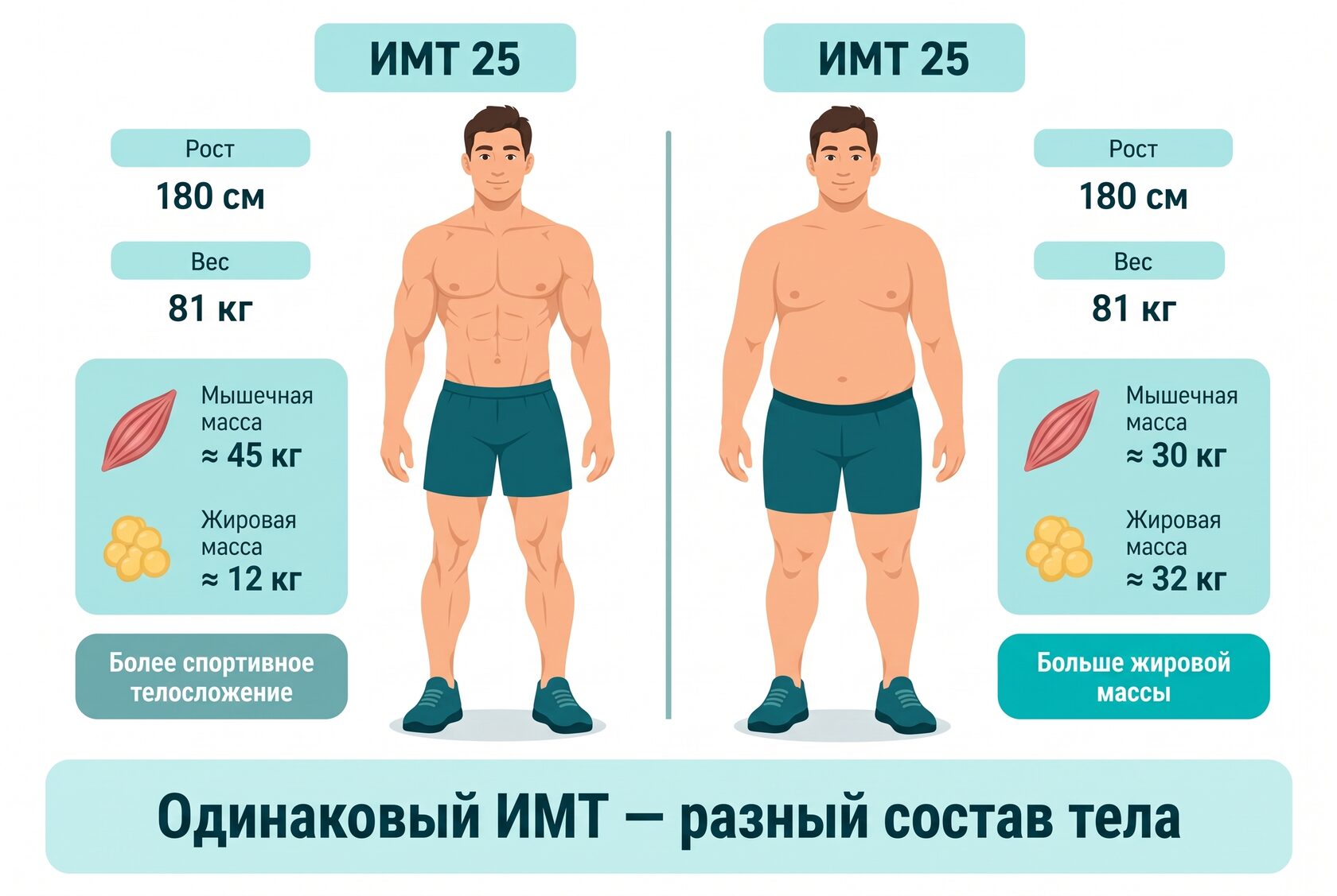 Одинаковый ИМТ — разный состав тела