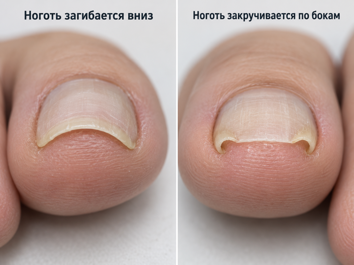 Виды деформации ногтей на ногах