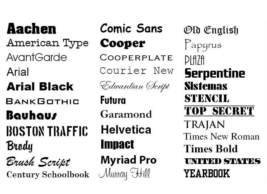 Таблица шрифтов word. Шрифты для заголовков. Образцы стандартных шрифтов. Название красивых стандартных шрифтов. Самые популярные шрифты.