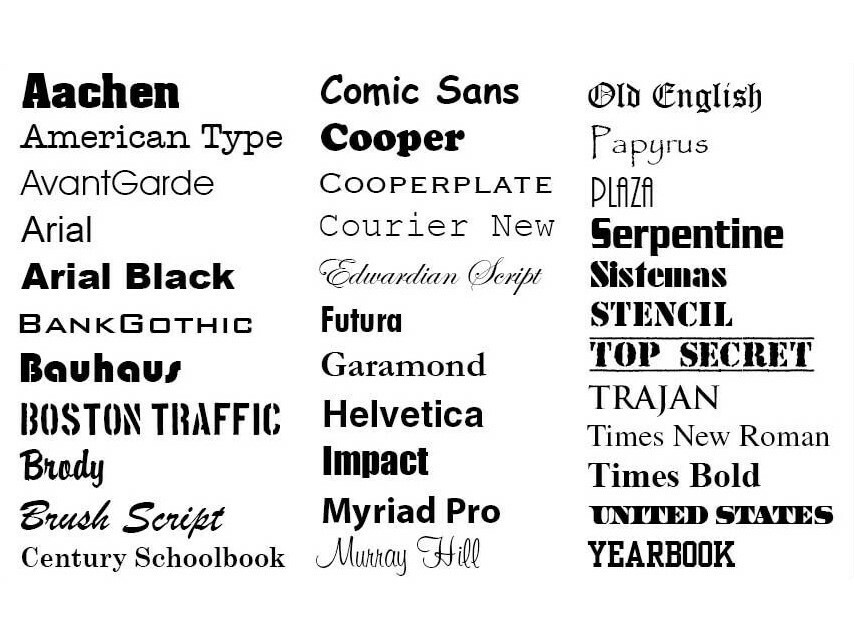 Шрифты для страницы html. Шрифты для заголовков. Образцы стандартных шрифтов. Название красивых стандартных шрифтов. Самые популярные шрифты.