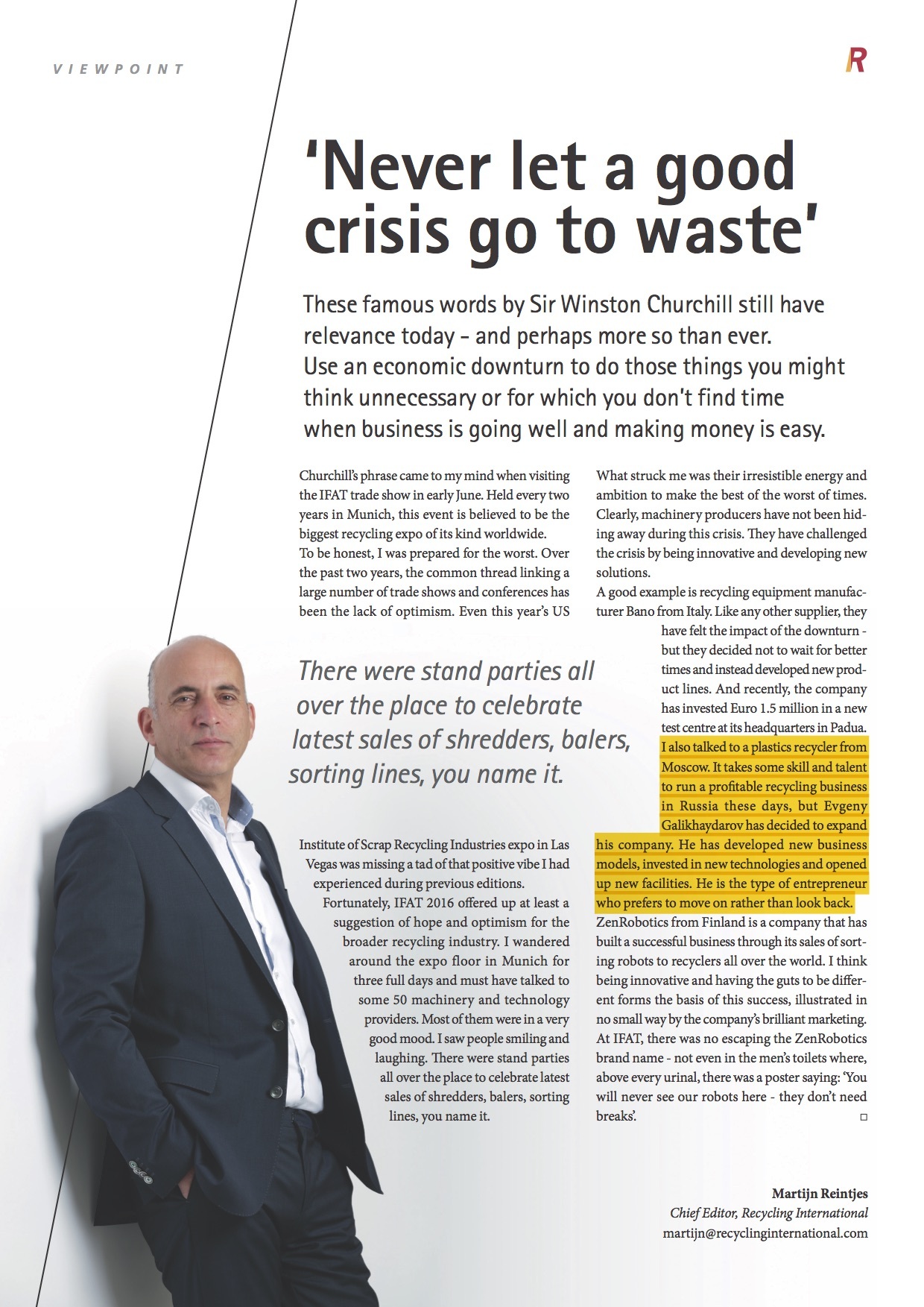 Recycling International Magazine о Грангаро 1