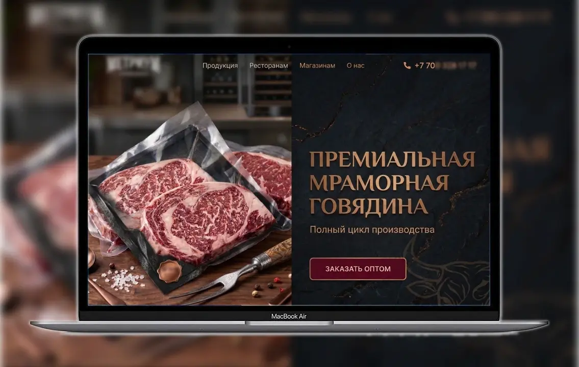 Главный экран сайта производителя мясной продукции - Кейс маркетингового агентства Метриум