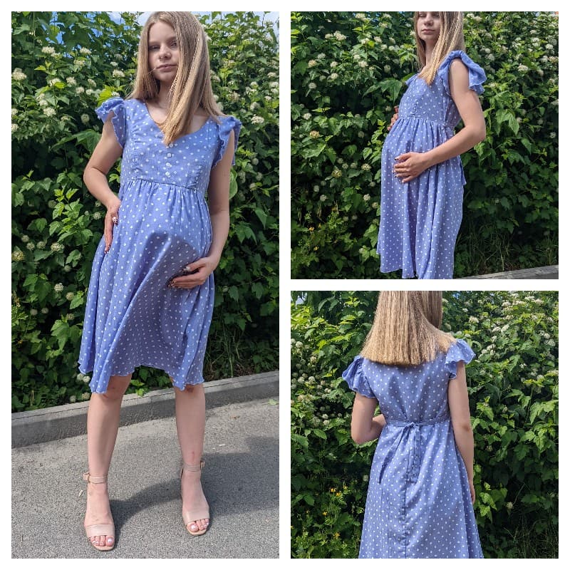 Платье для беременных и кормящих 5074, СЖ, голубой горох