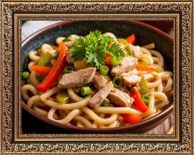 лапша удон с индейкой и овощами