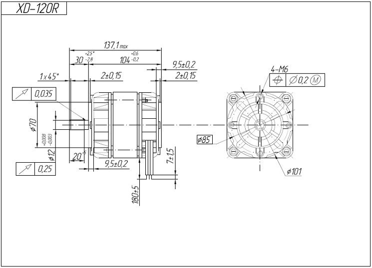 Чертеж электродвигателя XD-120R