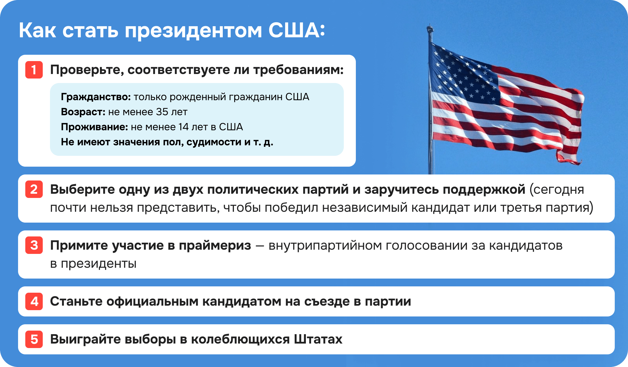 как стать президентом сша, требования к президенту сша