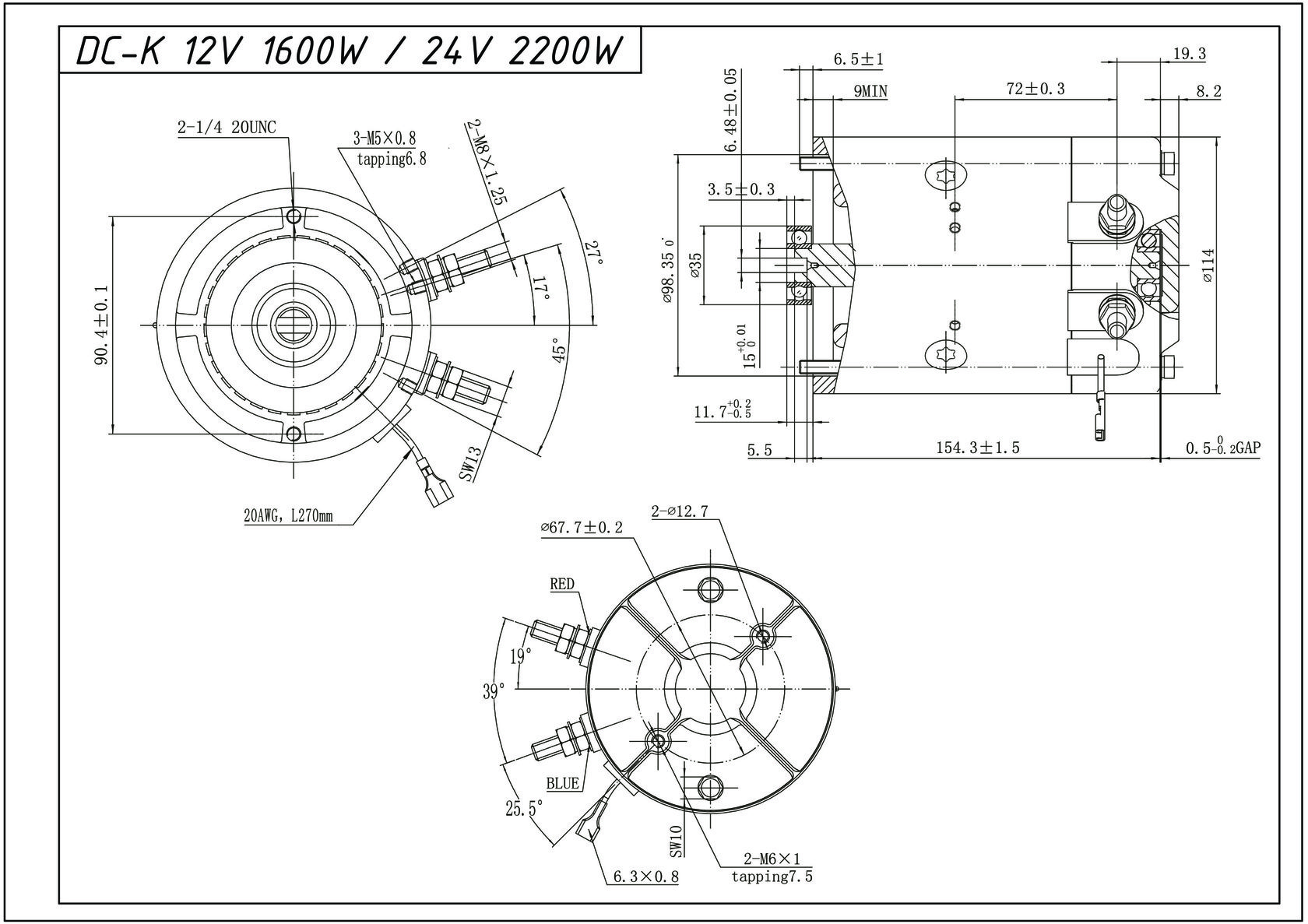 Drawing of the electric motor DC-K