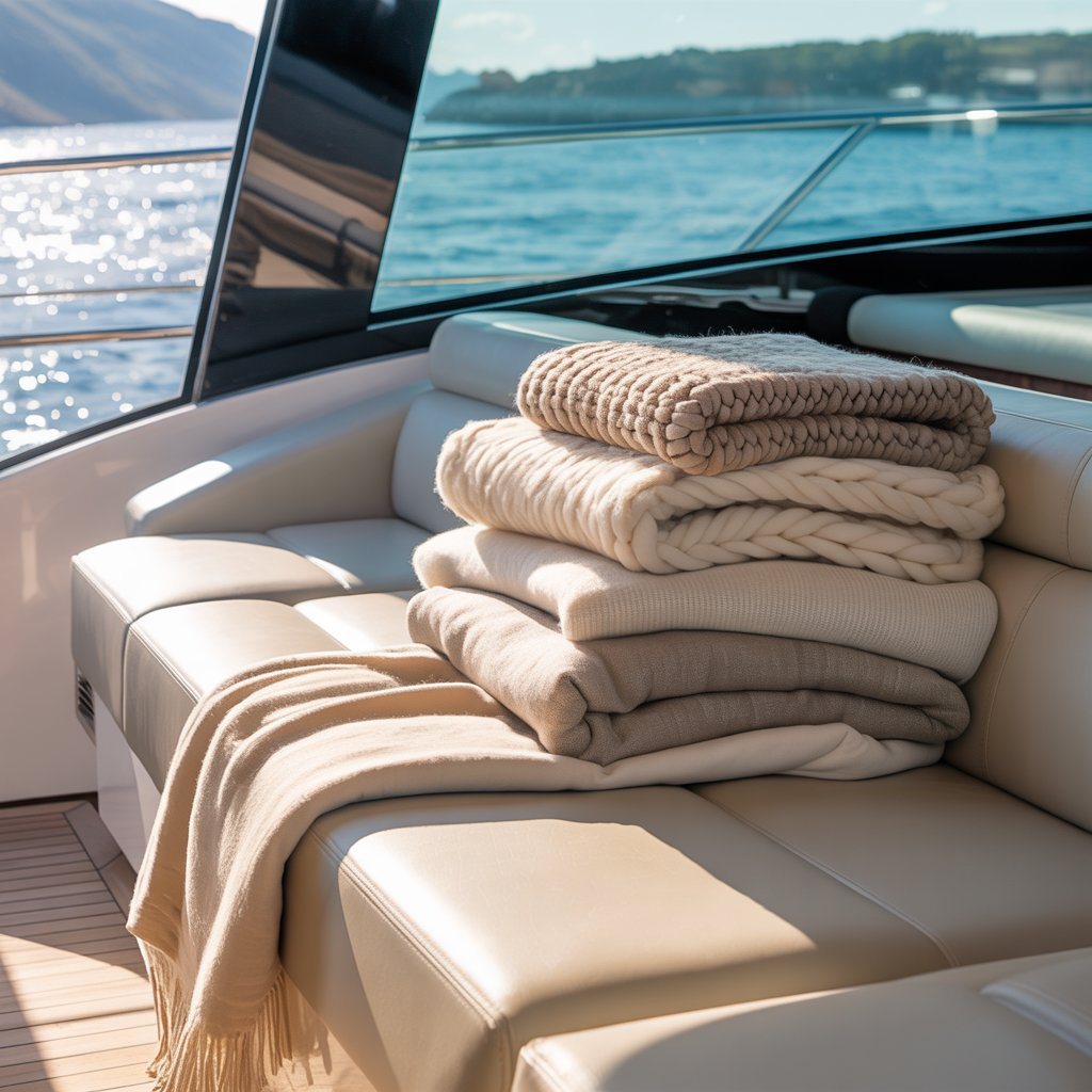 Тент и пледы на катере Neo