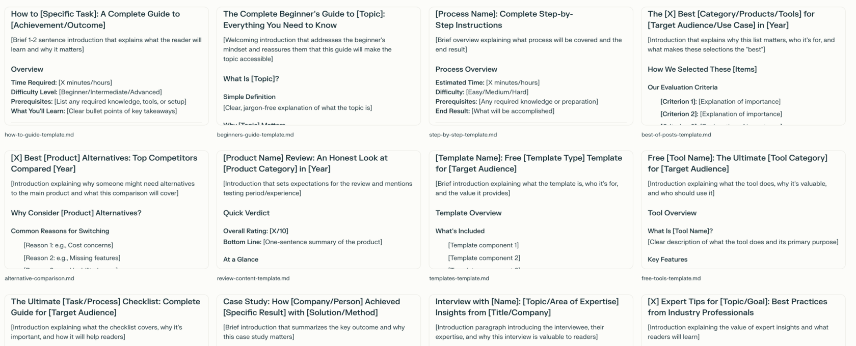 Content Template Collection