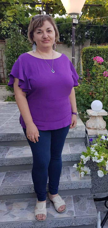 Лилава блуза с къс ръкав за лятото в голям размер