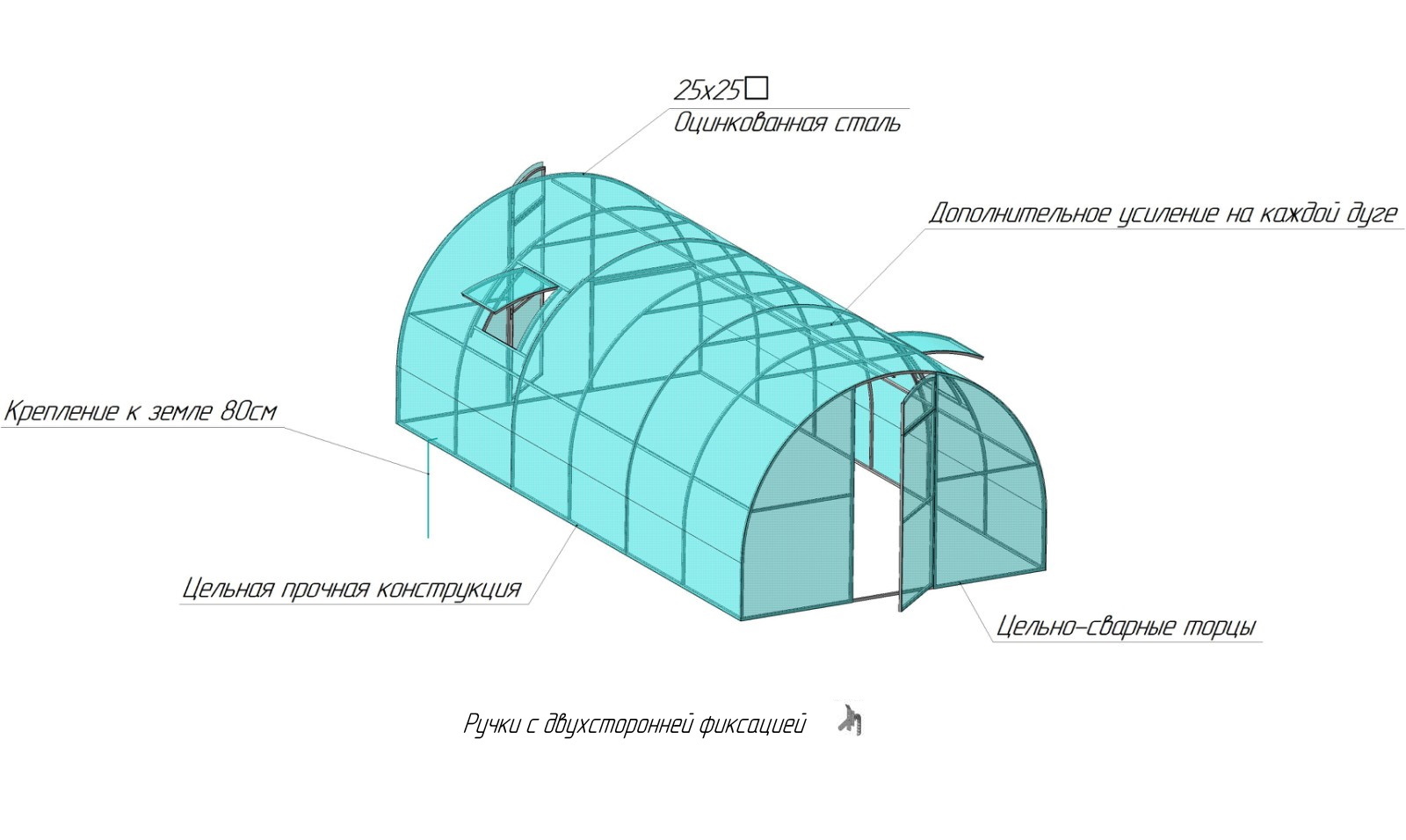 Цельные оцинкованные теплицы