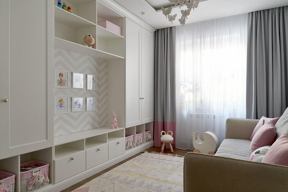 интерьер детской комнаты со шкафом купе