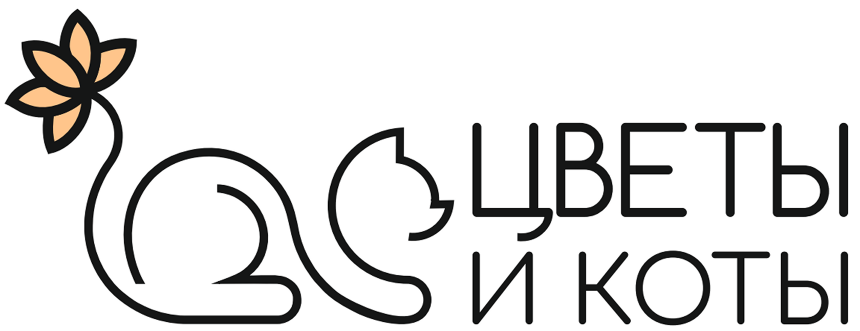 логотип кот и надпись цветы и коты
