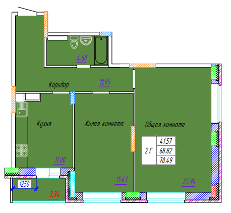 ЖК Волжская тройка планировка однокомнатной квартиры