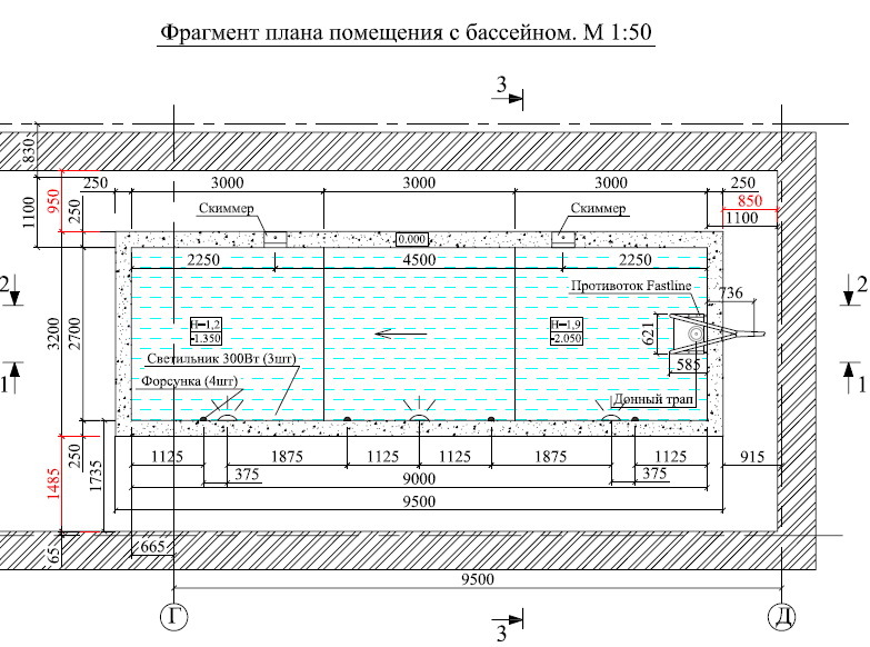 Типовой проект бассейна 25 метров