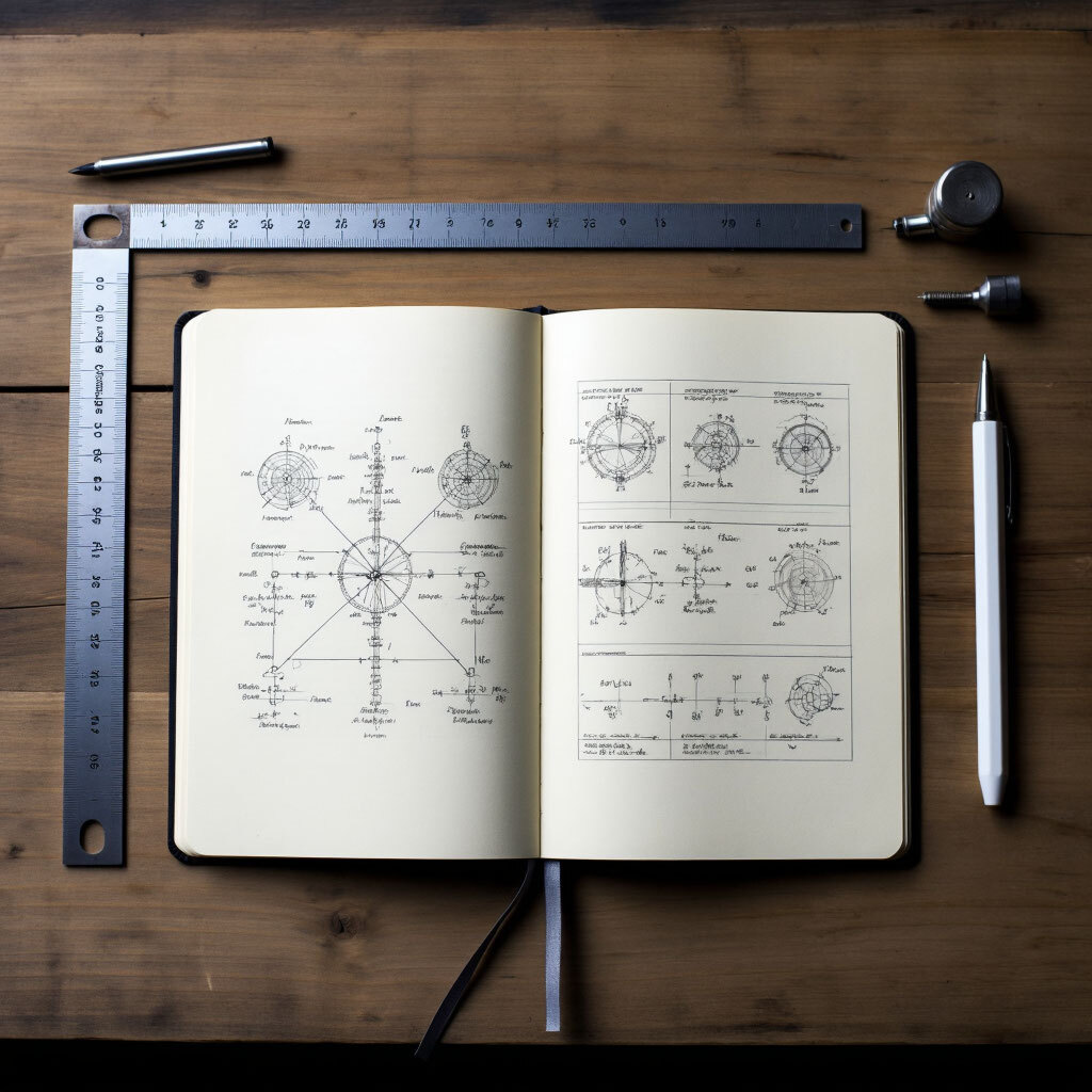 Не абстракция, а рабочий стол. Соединяет инженерный инструментарий (знак структуры) с человеческим, личным (знак исследования)