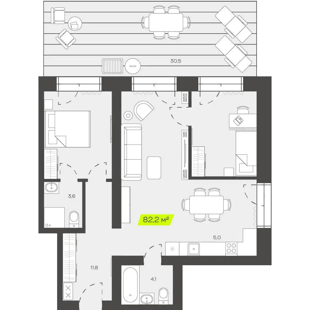 Планировка 82,2 м²