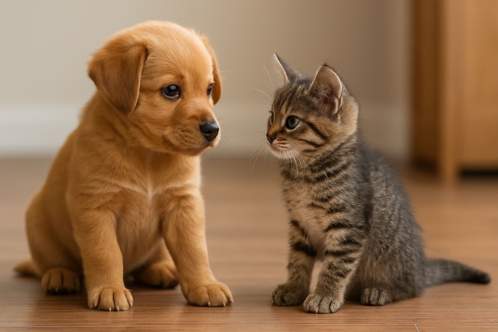 Щенок и котёнок: