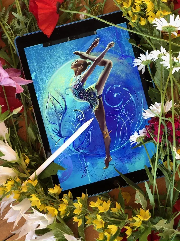 Early digital rhythmic gymnastics illustration by Strekosa Design in 2013