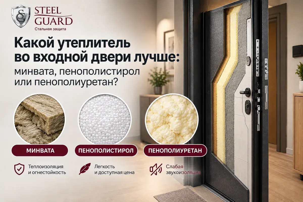 Иллюстрация к статье: какой утеплитель во входной двери лучше.