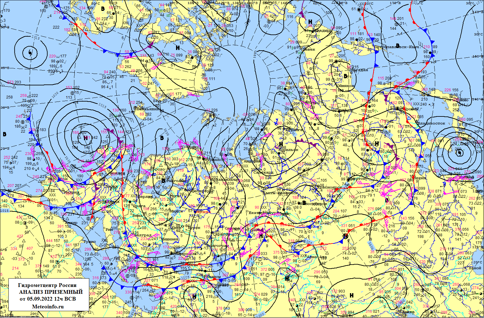 Синоптическая карта росгидромет