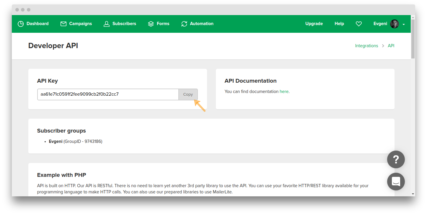 Получение данных из форм в Mailerlite