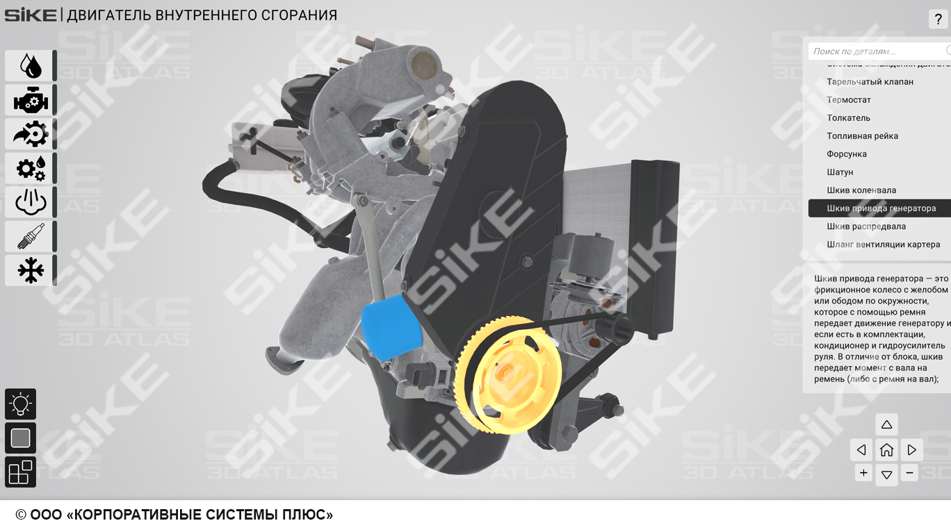 Устройство двигателя внутреннего сгорания (ДВС) — SIKE Интерактивный  тренажер (3D Атлас 2.0) для изучения оборудования