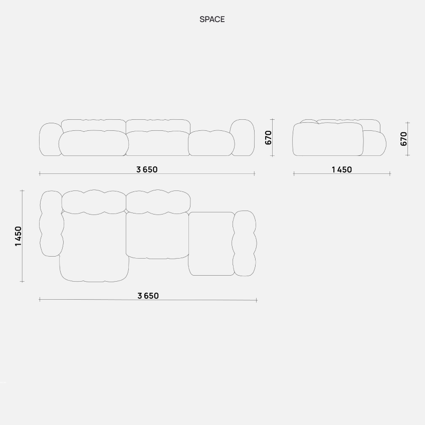 Модульный диван Simple Form Square Space, серый, современный дизайн, комфорт, стиль.