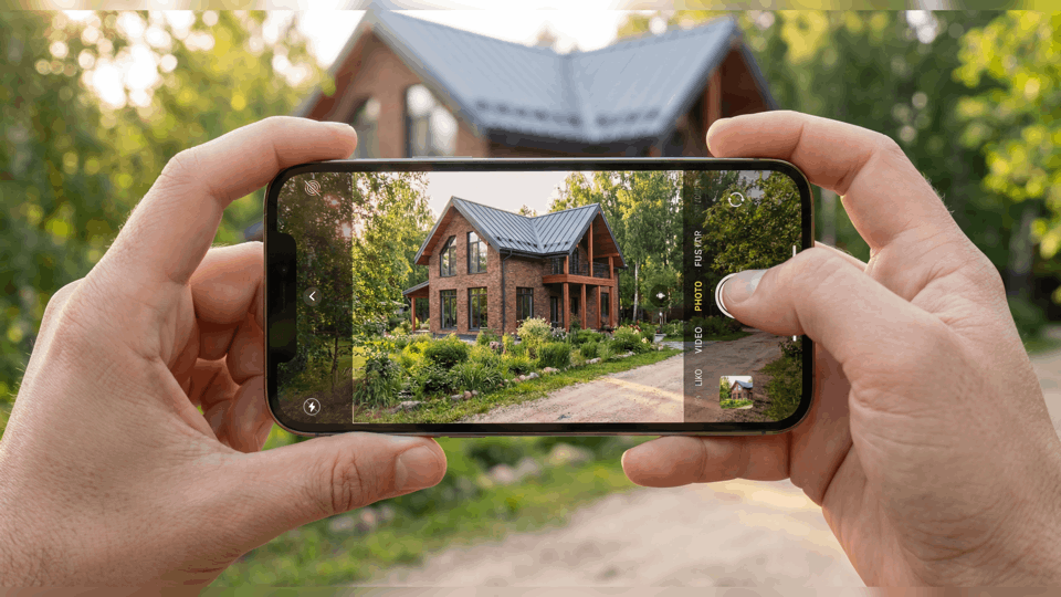 Фотофиксация загородного дома на телефон.