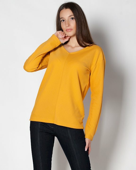 Жълта дамска блуза с дълъг ръкав за зима 2022/23