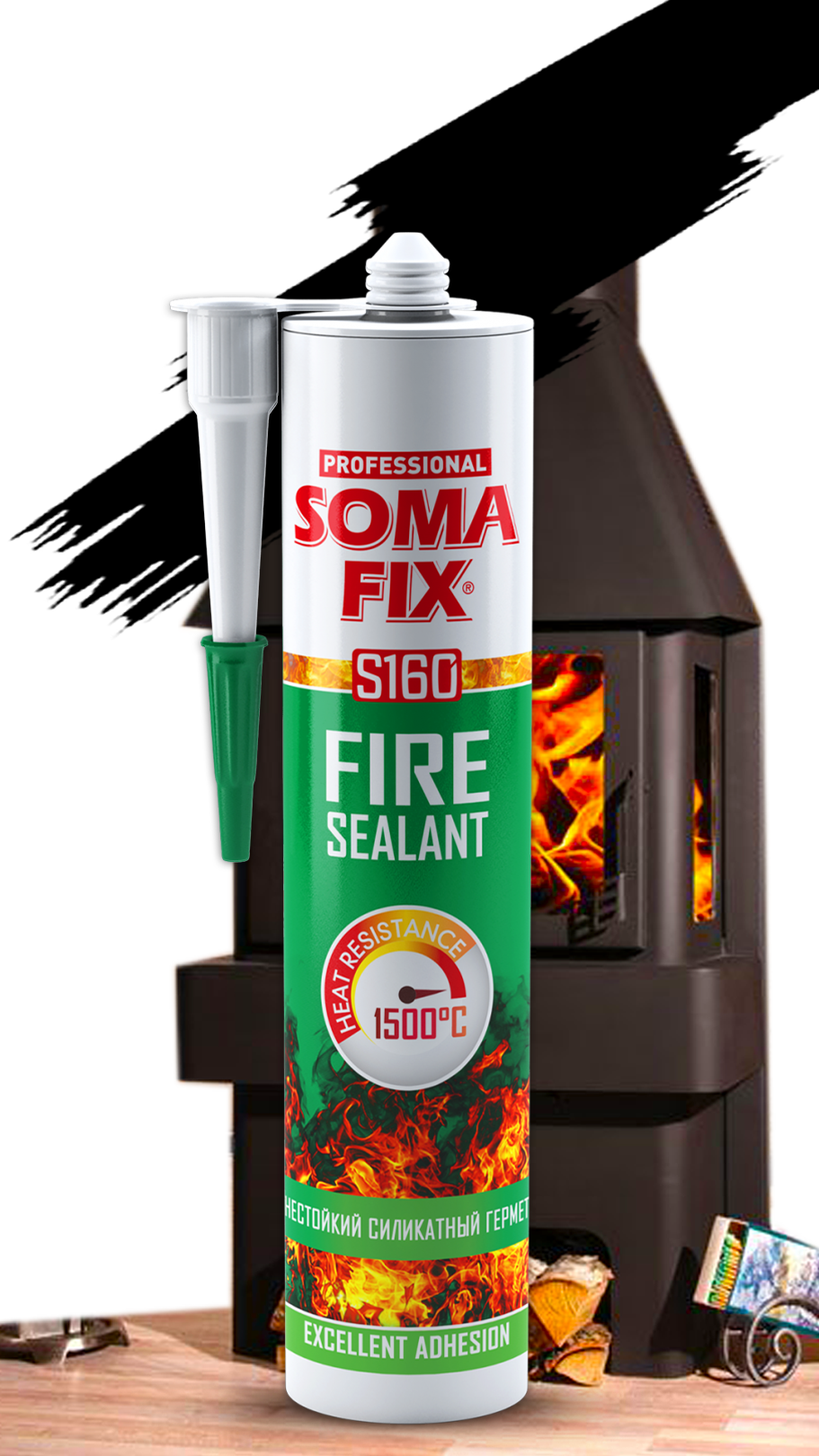 Герметик SOMA FIX огнестойкий силикатный (чёрный) 310 мл., температура применения до 1500 °C S160. Купить от производителя по отличной цене