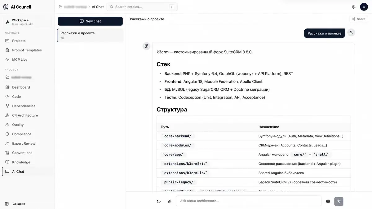 AI-чат: расскажи о проекте