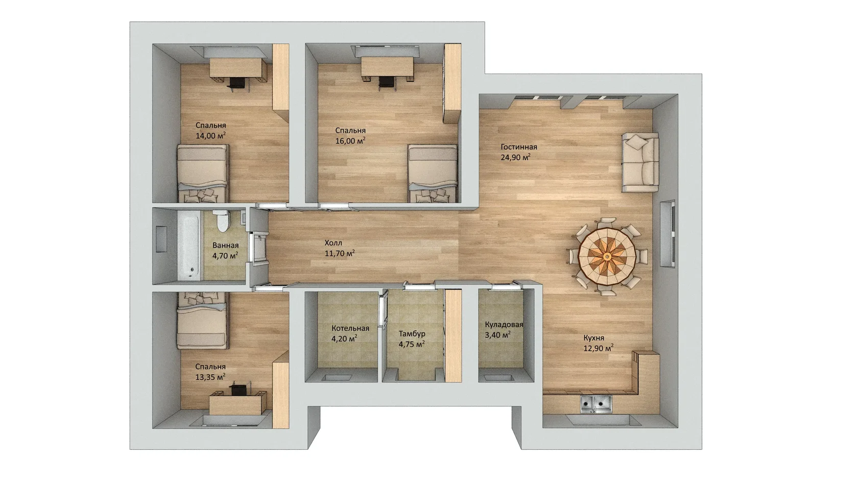 Проект одноэтажного дома в европейском стиле (C-109)